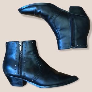 Marc Fisher Black Leather Stud Ankle Boots Size 8